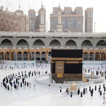 FILE PHOTO: A general view picture shows the Kaaba as Muslim pilgrims keep social distance while performing their final Tawaf, marking the end of Haj pilgrimage amid the coronavirus disease (COVID-19) pandemic, in the holy city of Mecca, Saudi Arabia August 2, 2020. Sultan Al-Masoudi/Handout via REUTERS. THIS IMAGE HAS BEEN SUPPLIED BY A THIRD PARTY. MANDATORY CREDIT/File Photo